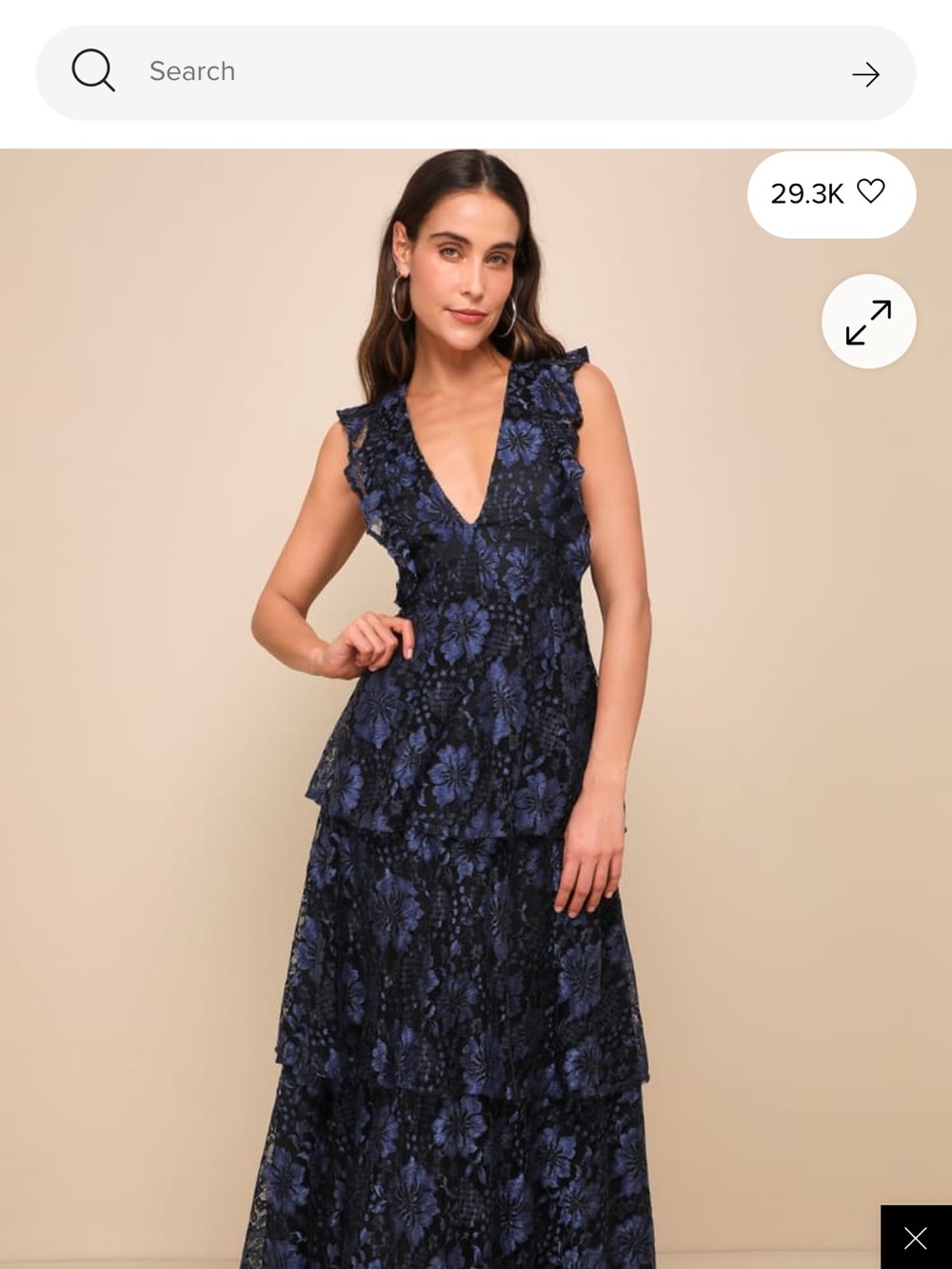 Lulu's Navy & Black Floral Ruffled Tiered Maxi Dress